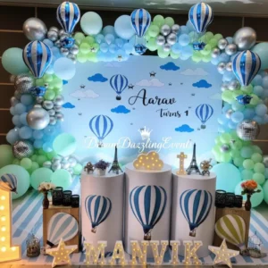 Luxury Birthday Balloon Decor Hot Air Balloon Theme Customized for First Birthday